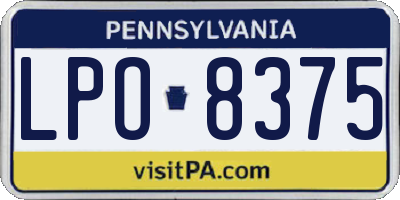 PA license plate LPO8375