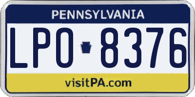PA license plate LPO8376