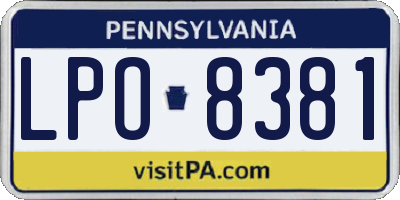 PA license plate LPO8381