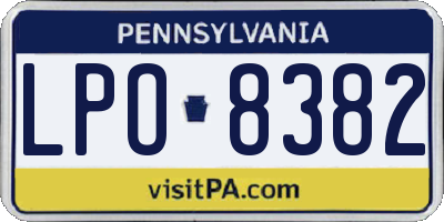 PA license plate LPO8382