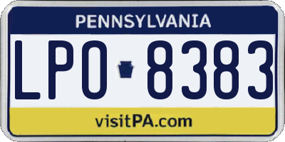 PA license plate LPO8383
