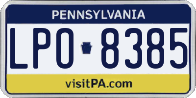 PA license plate LPO8385