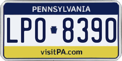 PA license plate LPO8390