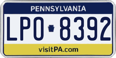 PA license plate LPO8392