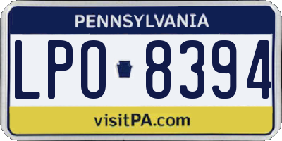 PA license plate LPO8394