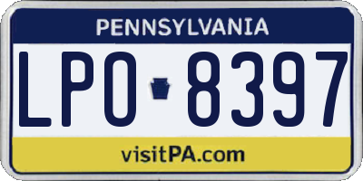 PA license plate LPO8397