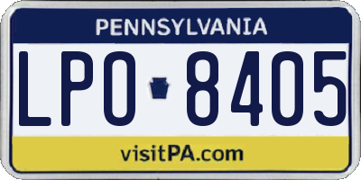 PA license plate LPO8405