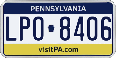 PA license plate LPO8406