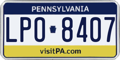 PA license plate LPO8407