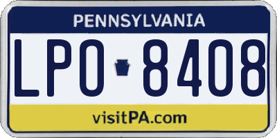 PA license plate LPO8408