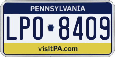 PA license plate LPO8409