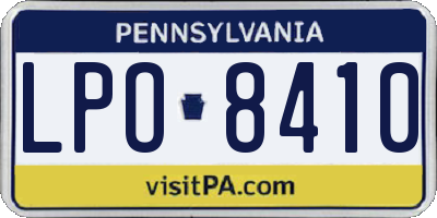 PA license plate LPO8410
