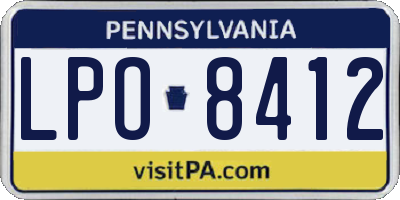 PA license plate LPO8412