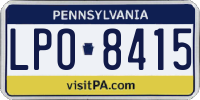 PA license plate LPO8415