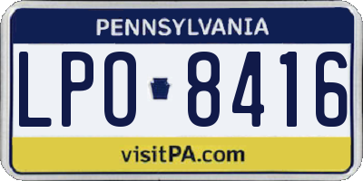 PA license plate LPO8416