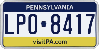 PA license plate LPO8417