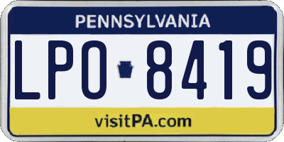 PA license plate LPO8419