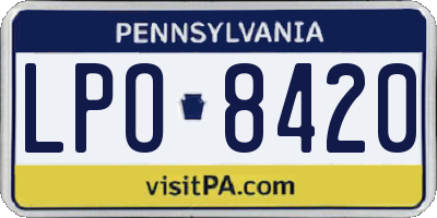 PA license plate LPO8420
