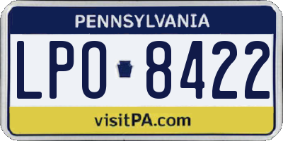 PA license plate LPO8422