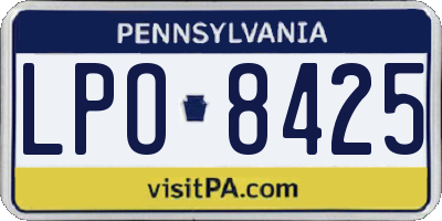 PA license plate LPO8425