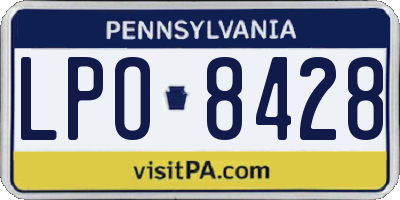 PA license plate LPO8428