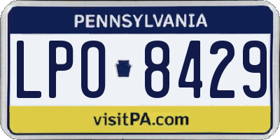 PA license plate LPO8429