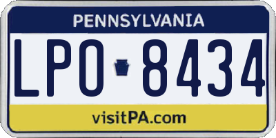 PA license plate LPO8434