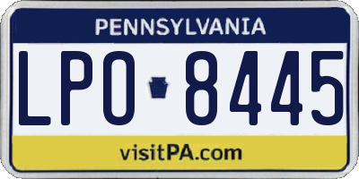 PA license plate LPO8445