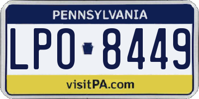 PA license plate LPO8449