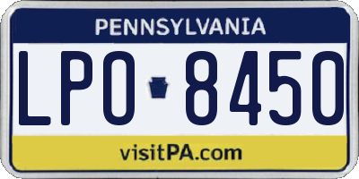 PA license plate LPO8450