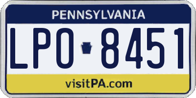 PA license plate LPO8451