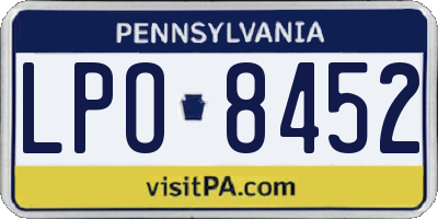 PA license plate LPO8452
