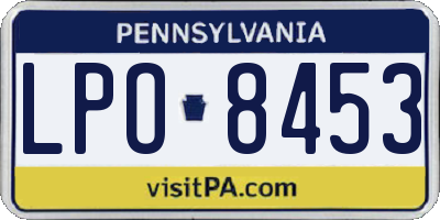 PA license plate LPO8453