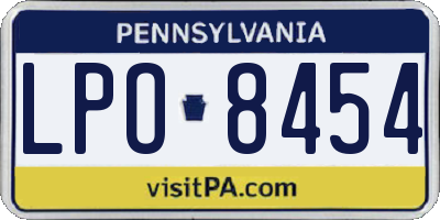PA license plate LPO8454