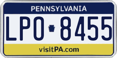 PA license plate LPO8455