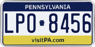 PA license plate LPO8456