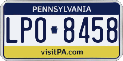 PA license plate LPO8458