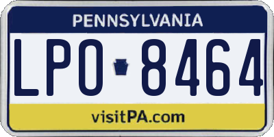 PA license plate LPO8464