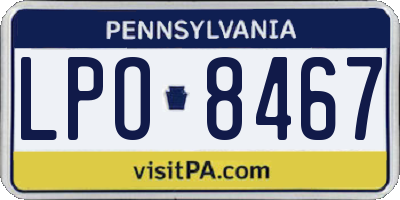PA license plate LPO8467