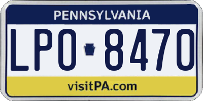 PA license plate LPO8470