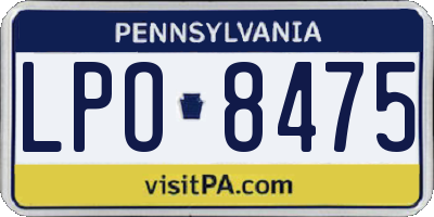 PA license plate LPO8475