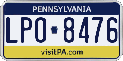 PA license plate LPO8476