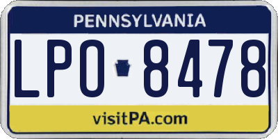 PA license plate LPO8478