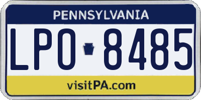 PA license plate LPO8485