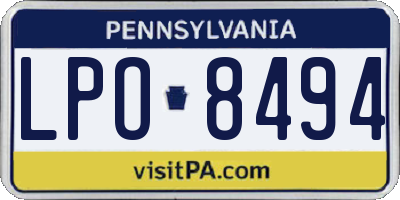 PA license plate LPO8494