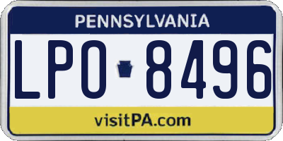 PA license plate LPO8496