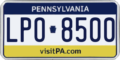 PA license plate LPO8500