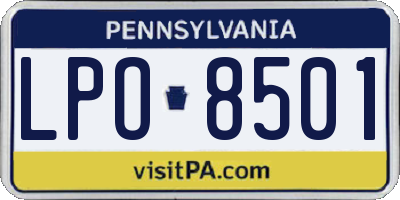PA license plate LPO8501