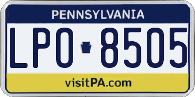 PA license plate LPO8505