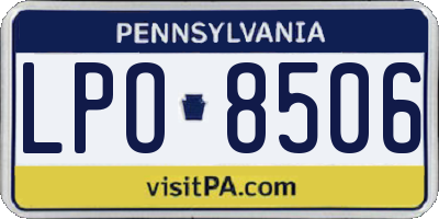 PA license plate LPO8506